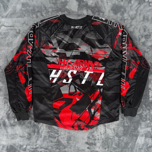 HK Army Youth HSTL Paintball Jersey Red Black Camo Long Sleeve Padded Shirt - Picture 2 of 8